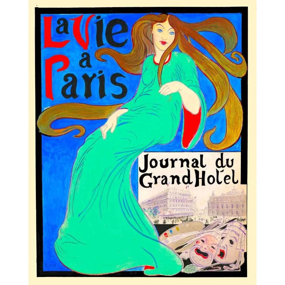Affiche vintage La Vie à Paris Journal Grand Hôtel – Art nouveau Affiche vintage La Vie à Paris Journal Grand Hôtel – Art nouveau