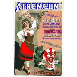 Affiche ancienne Athénæum café-concert Paris rue des Martyrs – Music-hall XIXe siècle