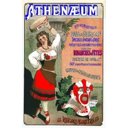Affiche ancienne Athénæum café-concert Paris rue des Martyrs – Music-hall XIXe siècle