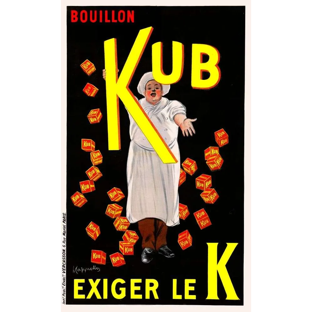 Affiche ancienne Bouillon Kub Cappiello Paris – Publicité vintage début XXe Affiche ancienne Bouillon Kub Cappiello Paris – Publicité vintage début XXe