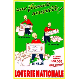 Affiche ancienne Loterie Nationale France – Publicité vintage humour milieu XXe siècle
