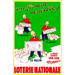 Affiche ancienne Loterie Nationale France – Publicité vintage humour milieu XXe siècle