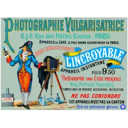 Affiche ancienne appareil photo L'Incroyable Paris – Publicité photographie vintage XIXe