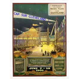 Affiche ancienne Exposition industrielle Cleveland 1909 – Publicité américaine vintage