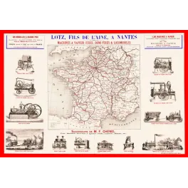 Fac-similé de document ancien machines à vapeur Lotz Nantes 1882 – Industrie française vintage
