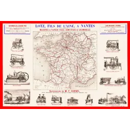 Fac-similé de document ancien machines à vapeur Lotz Nantes 1882 – Industrie française vintage