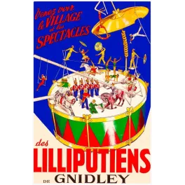 Affiche ancienne cirque Lilliputiens Gnidley – Publicité Spectacle vintage