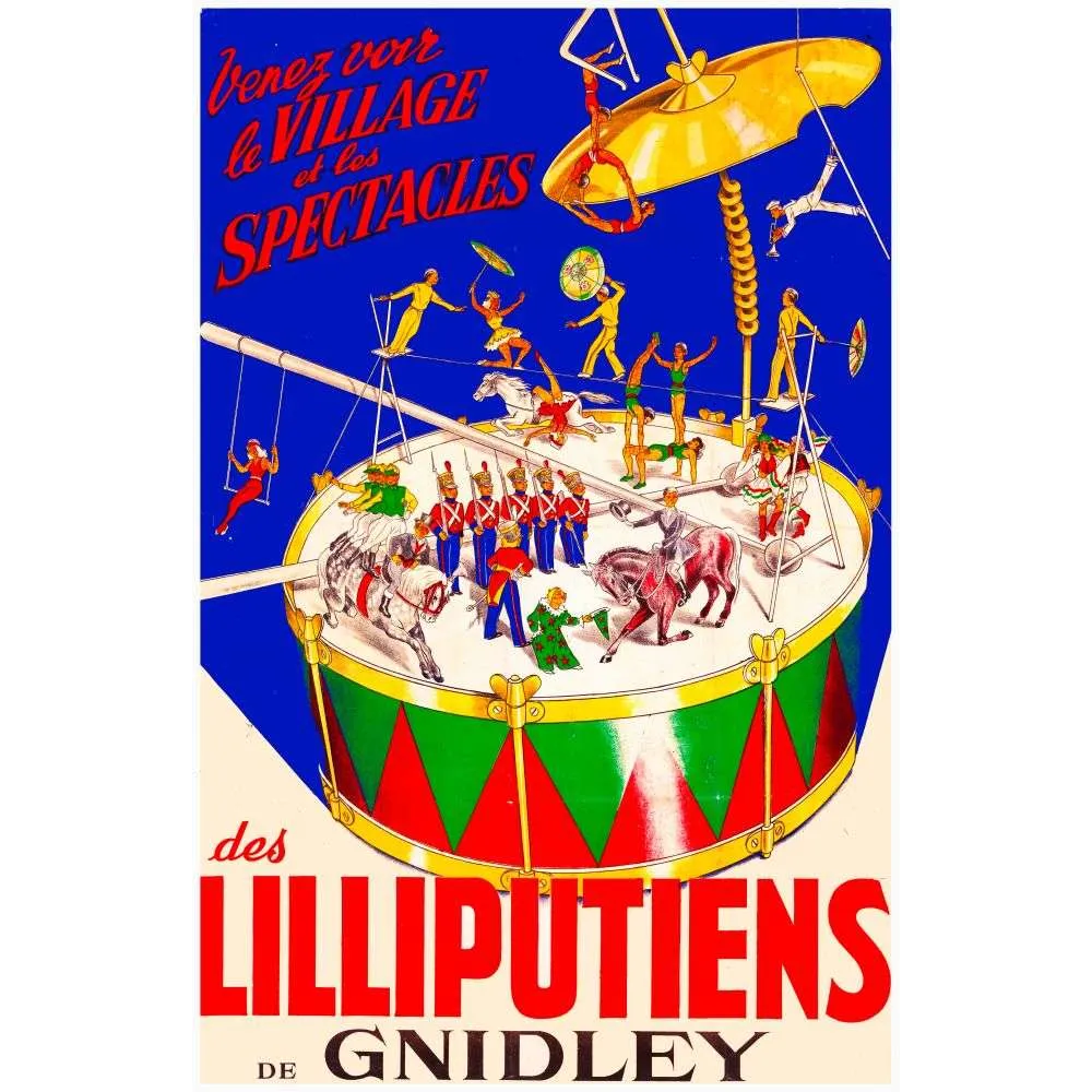 Affiche ancienne cirque Lilliputiens Gnidley – Publicité Spectacle vintage Affiche ancienne cirque Lilliputiens Gnidley – Publicité Spectacle vintage