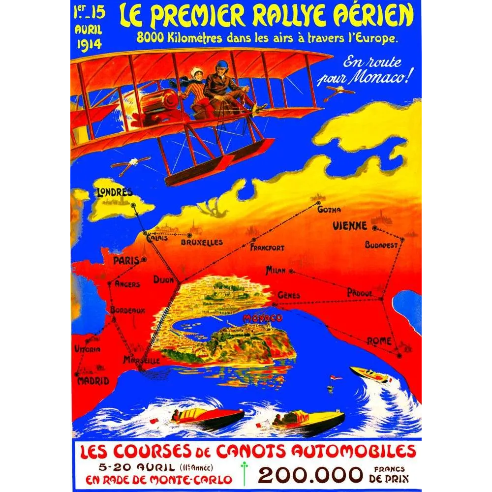 Affiche ancienne Premier Rallye Aérien Monaco 1914 – Aviation vintage Europe Affiche ancienne Premier Rallye Aérien Monaco 1914 – Aviation vintage Europe