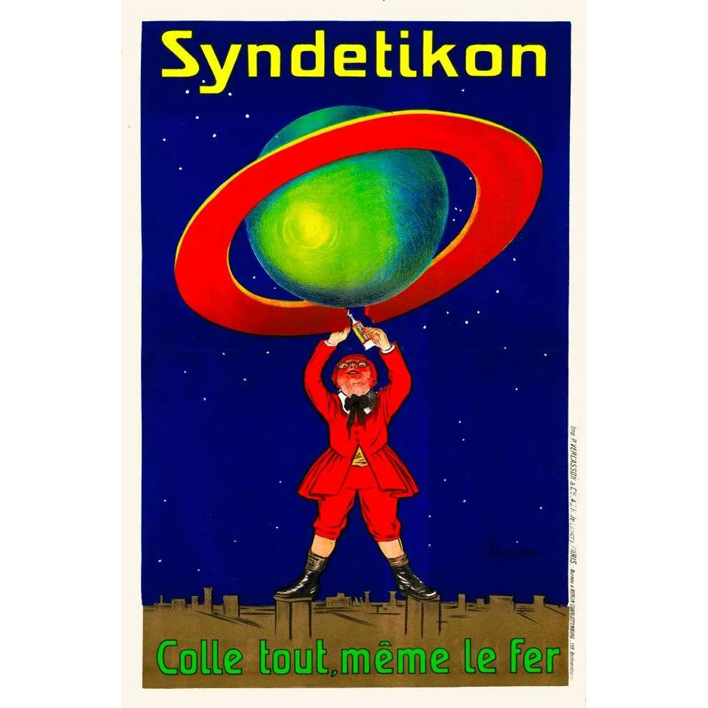 Affiche ancienne Syndetikon Colle tout même le fer – Publicité vintage début XXe Affiche ancienne Syndetikon Colle tout même le fer – Publicité vintage début XXe