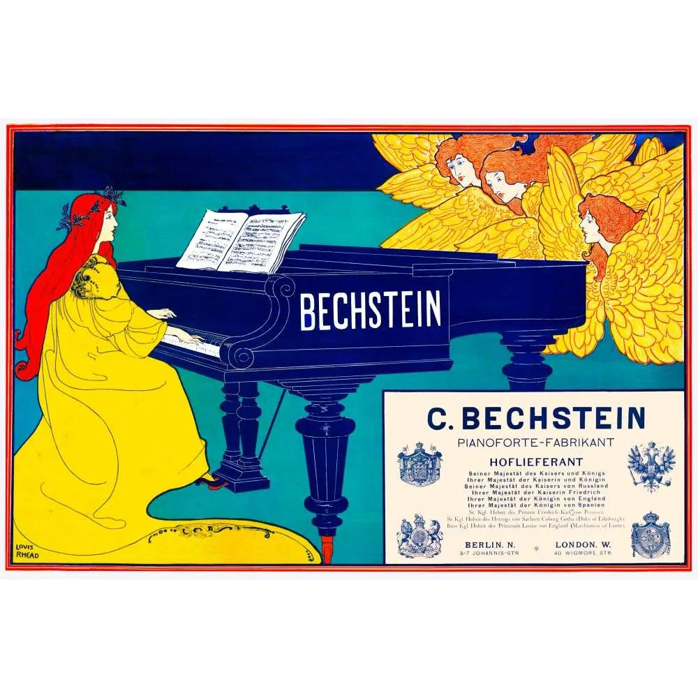 Affiche ancienne Pianos Bechstein Louis Rhead – Art nouveau de musique Affiche ancienne Pianos Bechstein Louis Rhead – Art nouveau de musique