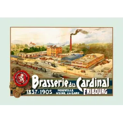 Affiche ancienne Brasserie Cardinal Fribourg Suisse 1837 à 1905 – Publicité bière vintage