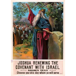 Joshua renewing the covenant with Israel - Affiche biblique ancienne 1907