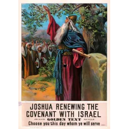 Joshua renewing the covenant with Israel - Affiche biblique ancienne 1907