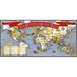 Affiche ancienne Tea Revives the World – Carte publicitaire thé vintage XXe siècle