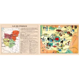 Carte illustrée ancienne Île-de-France – Atlas éducatif début XXe siècle