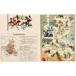 Carte illustrée ancienne de la Champagne – Début XXe siècle – Art mural