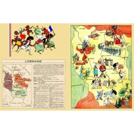 Lorraine – Carte illustrée J.P. Pinchon Nancy Baccarat Épinal Verdun Vosges