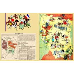 Lorraine – Carte illustrée J.P. Pinchon Nancy Baccarat Épinal Verdun Vosges