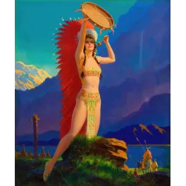Illustration Femme amérindienne jouant du tambour