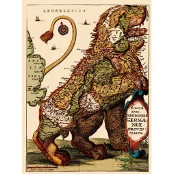 Leo Belgicus – Carte Pays-Bas en forme de lion XVIIe siècle Provinces-Unies
