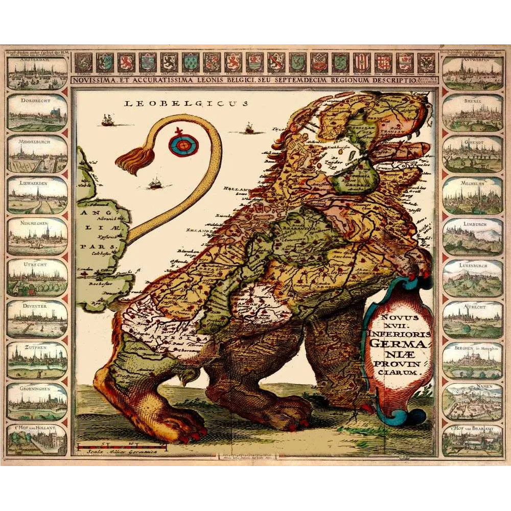 Fac-similé de carte ancienne - Novux XVII INFERIORIS GERMANIAE PROVINCIARUM Fac-similé de carte ancienne - Novux XVII INFERIORIS GERMANIAE PROVINCIARUM