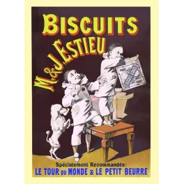 Affiche Biscuits & Estieu – Le Tour du Monde et Le Petit Beurre Paris