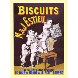 Affiche Biscuits & Estieu – Le Tour du Monde et Le Petit Beurre Paris
