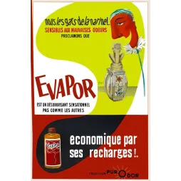 Affiche publicitaire Evapor – Désodorisant Pur-O-Dor, économique par ses recharges