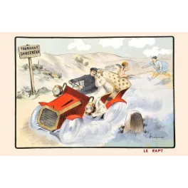 Le Rapt – Illustration humoristique automobile enlèvement Armengol début XXe siècle