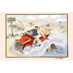 Le Rapt – Illustration humoristique automobile enlèvement Armengol début XXe siècle