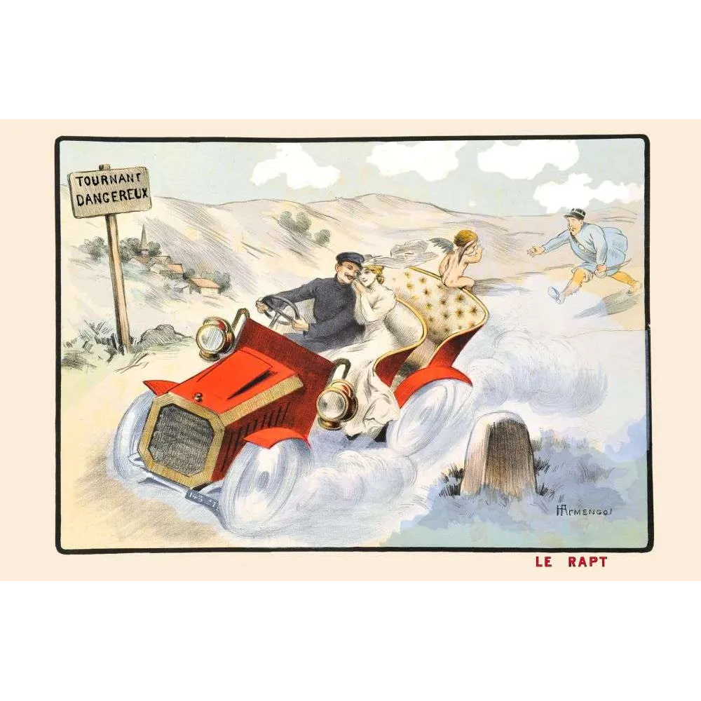 Le Rapt – Illustration humoristique automobile enlèvement Armengol début XXe siècle Le Rapt – Illustration humoristique automobile enlèvement Armengol début XXe siècle