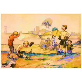 Illustration boxe enfantine terrain vague banlieue début XXe siècle