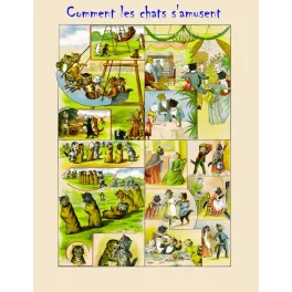 Comment les chats s'amusent – Planche 2 chats anthropomorphes bal restaurant XIXe