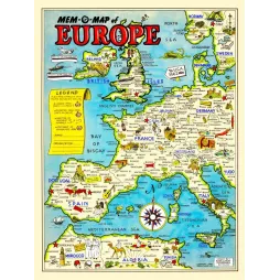 Mem-O-Map of Europe – Carte illustrée militaire américaine 1942 Seconde Guerre