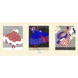 Illustrations Art Déco mode hivernale – Série Hiver neige et vent années 1920