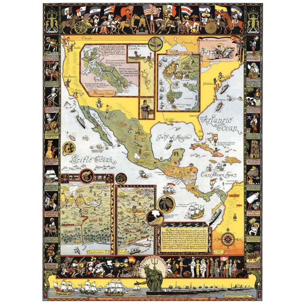 Grace Line – Carte illustrée Amérique Centrale canal Panama années 1930