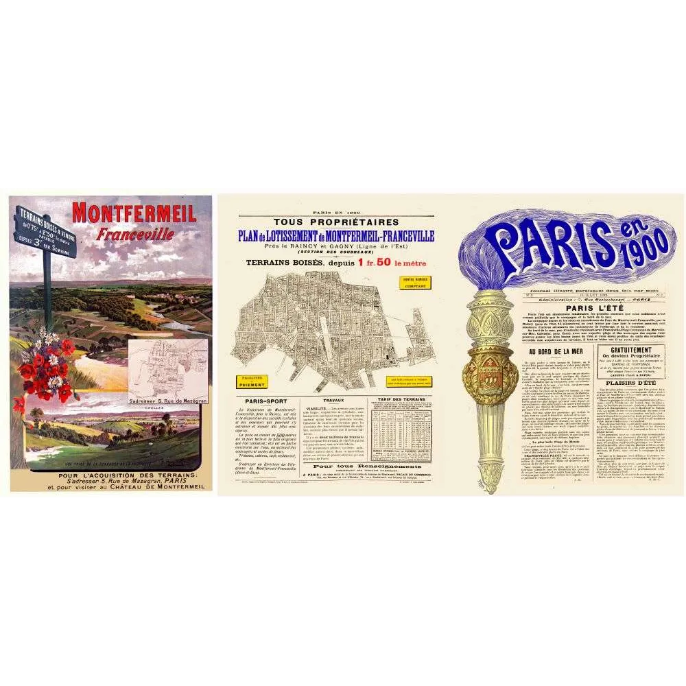Montfermeil-Franceville affiche plan Paris en 1900 – lotissement