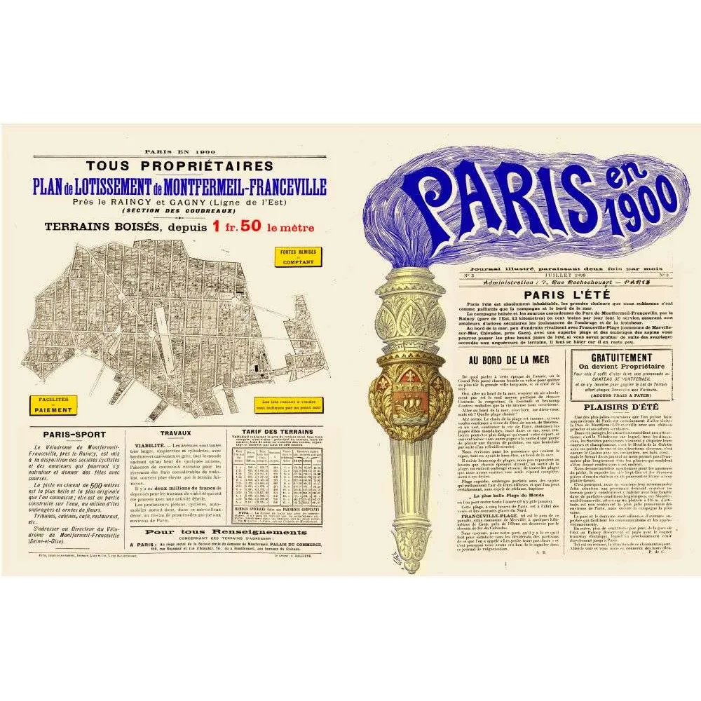 Paris en 1900 et plan de lotissement Montfermeil-Franceville – Document promotionnel