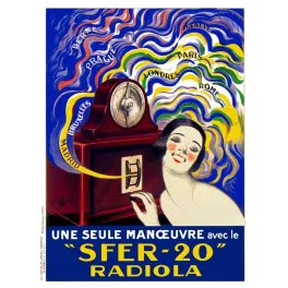 Affiche Radiola SFER-20 Cappiello – radio Paris Londres Rome années 1920