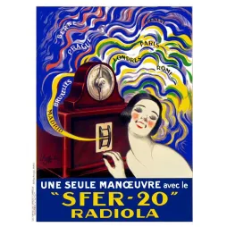 Affiche Radiola SFER-20 Cappiello – radio Paris Londres Rome années 1920
