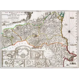 Fac-similé de carte ancienne Le Roussillon Perpignan N. de Fer – XVIIe XVIIIe siècle