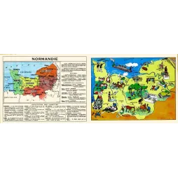 Carte Illustrée de Normandie – Document pédagogique vintage