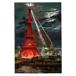 Tour Eiffel Illuminée 1889 – Illustration Exposition Universelle Paris