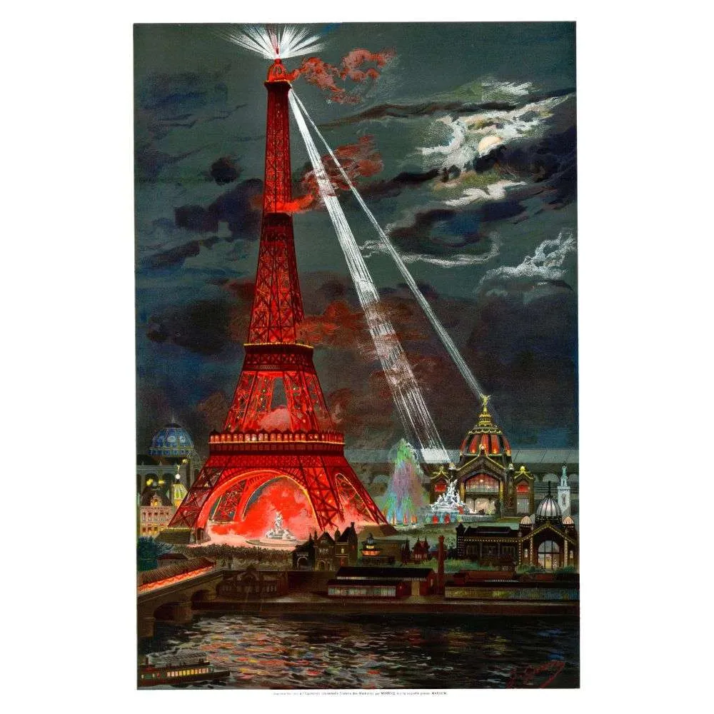 Tour Eiffel Illuminée 1889 – Illustration Exposition Universelle Paris Tour Eiffel Illuminée 1889 – Illustration Exposition Universelle Paris