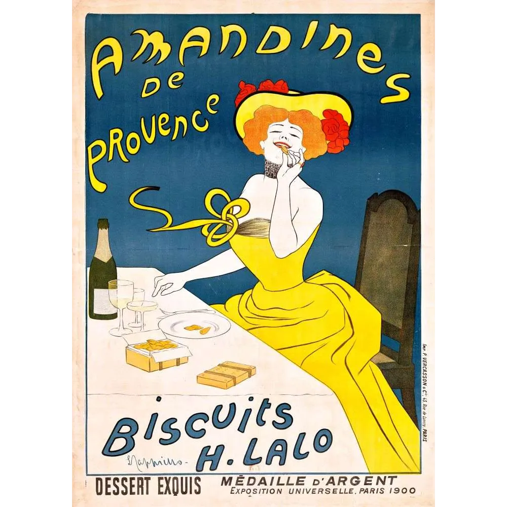 Affiche vintage Amandines Provence Biscuits Lalo Cappiello – Exposition Paris 1900