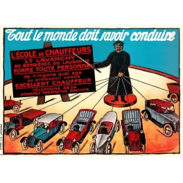 Affiche vintage École Chauffeurs Lavanchy Lausanne voitures manège – Pub auto 1920