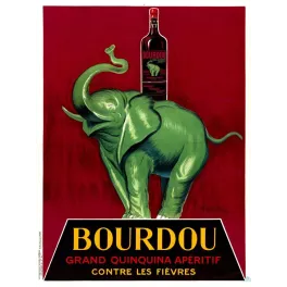 Affiche vintage Bourdou quinquina éléphant vert Cappiello – Pub apéritif 1920