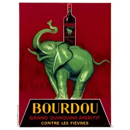 Affiche vintage Bourdou quinquina éléphant vert Cappiello – Pub apéritif 1920