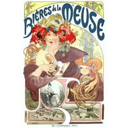 Affiche ancienne Bières de la Meuse Mucha Art Nouveau – Fine Art